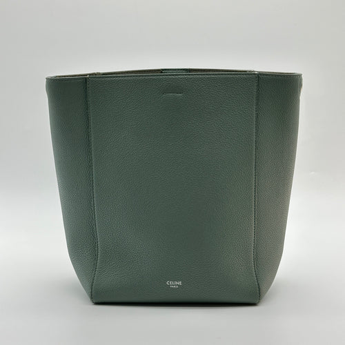 Celine Sangle Leather Green Bucket Shoulder Bag