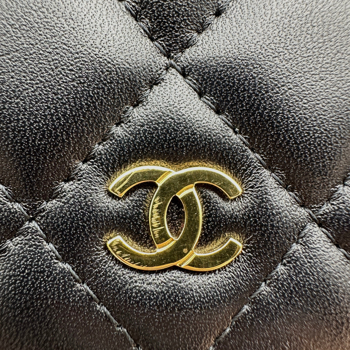 Chanel Matelasse Leather Coco Mark Black Crossbody Bag