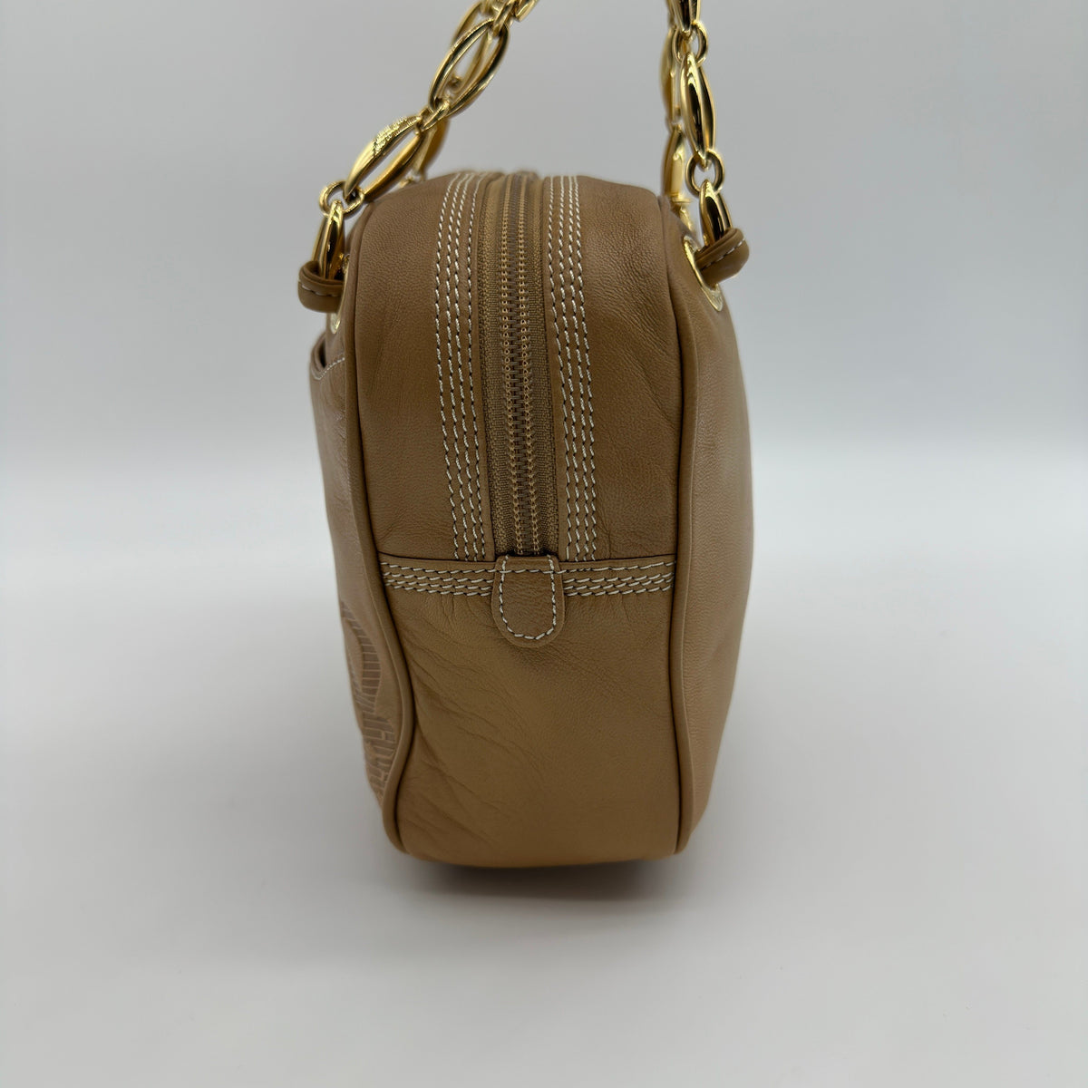 Loewe Anagram Lambskin Beige Chain Shoulder Bag