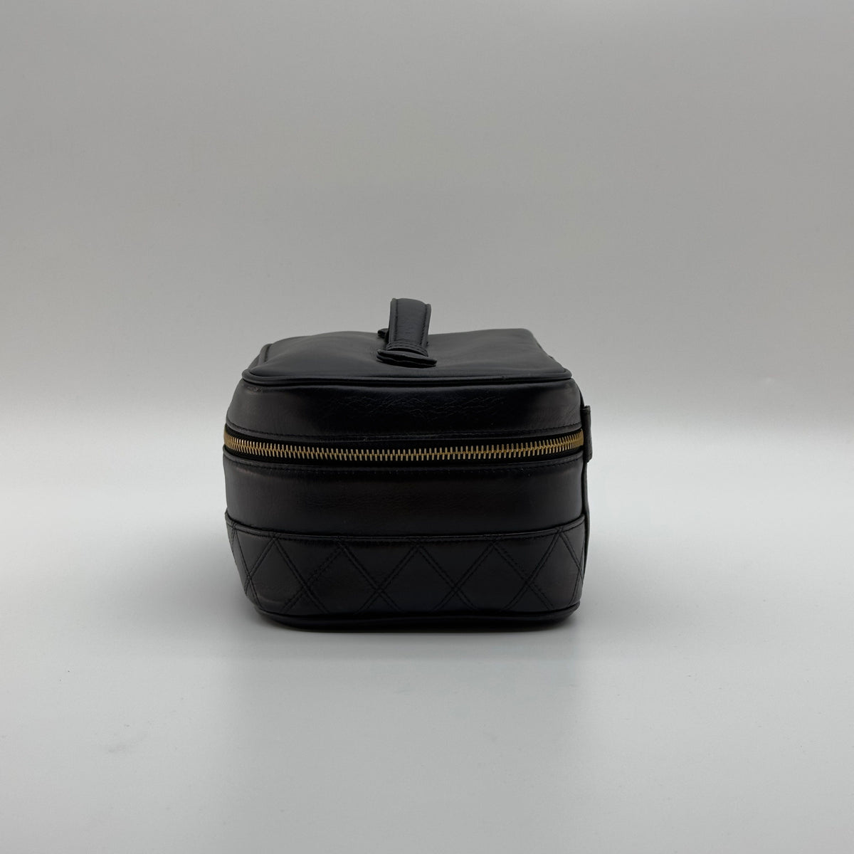 Chanel Quilted Caviar Leather Coco Mark Small Black Vanity Case