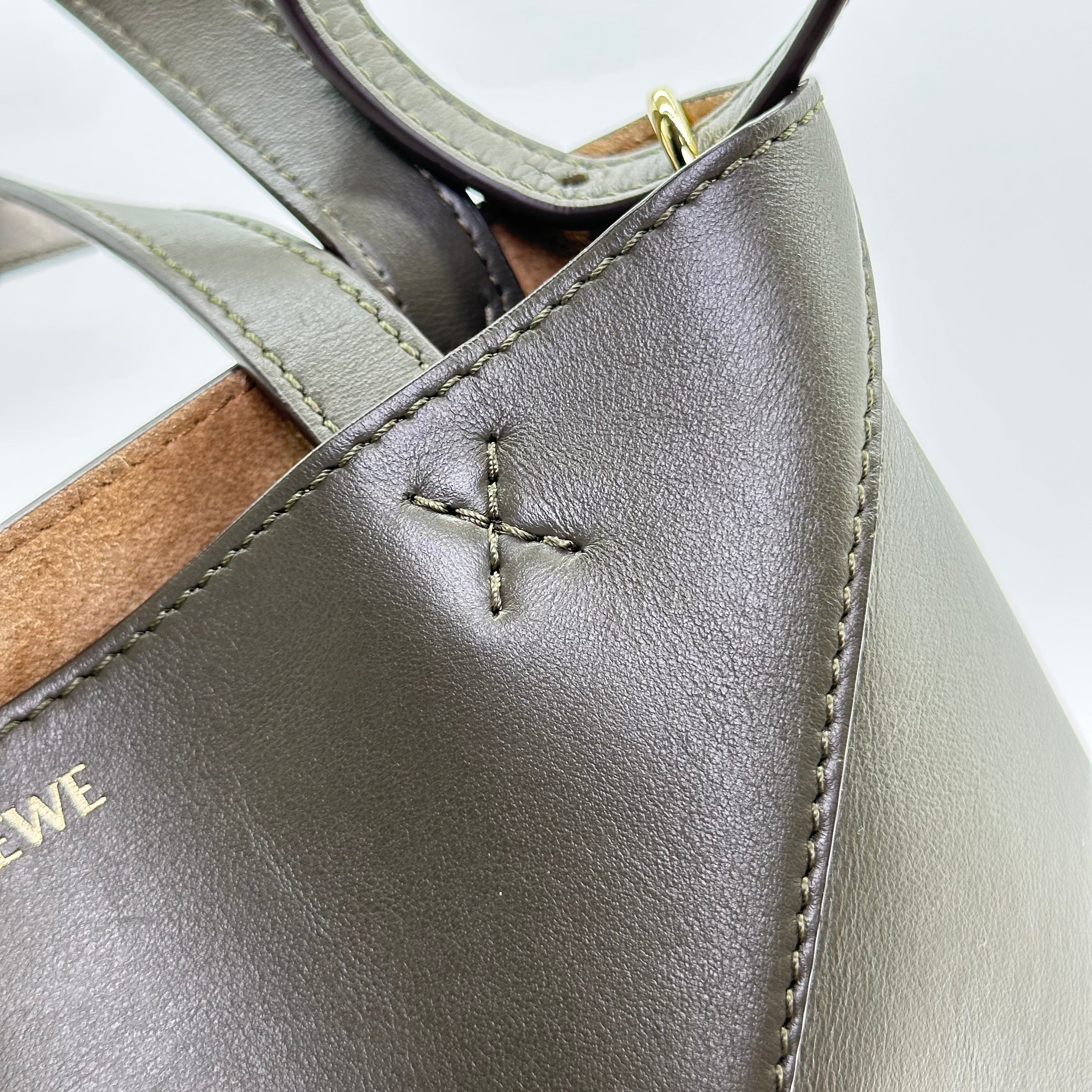 LOEWE Green Mini Leather Puzzle Fold Tote Bag 2WAY
