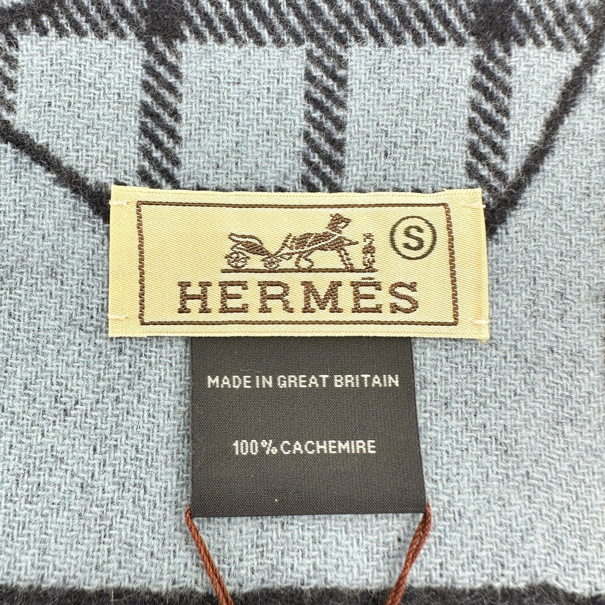 Hermès Camail Scarf Cashmere navy x blue Wears Lint on fabric Wrinkled Jacquard horse gear motif