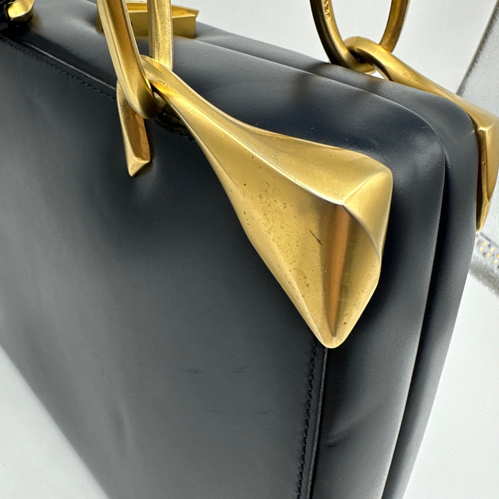 Celine Vintage Leather Shoulder bag Navy Blue