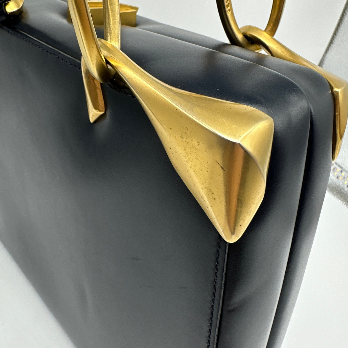 Celine Vintage Leather Shoulder bag Navy Blue
