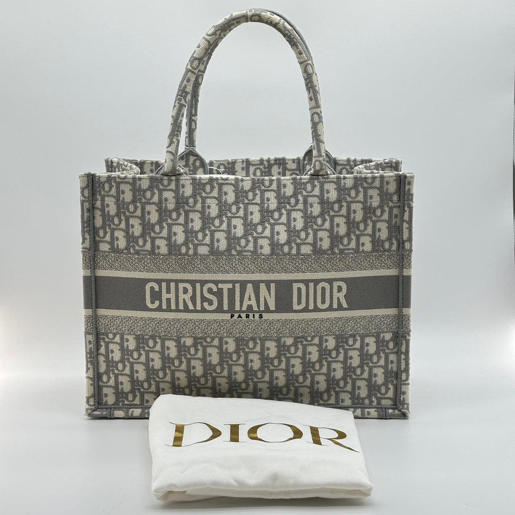 Christian Dior Bicolor  Embroidery Book Tote Medium Bag