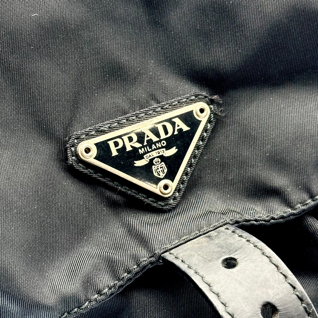 Prada Black Tessuto Nylon Vintage Drawstring Backpack