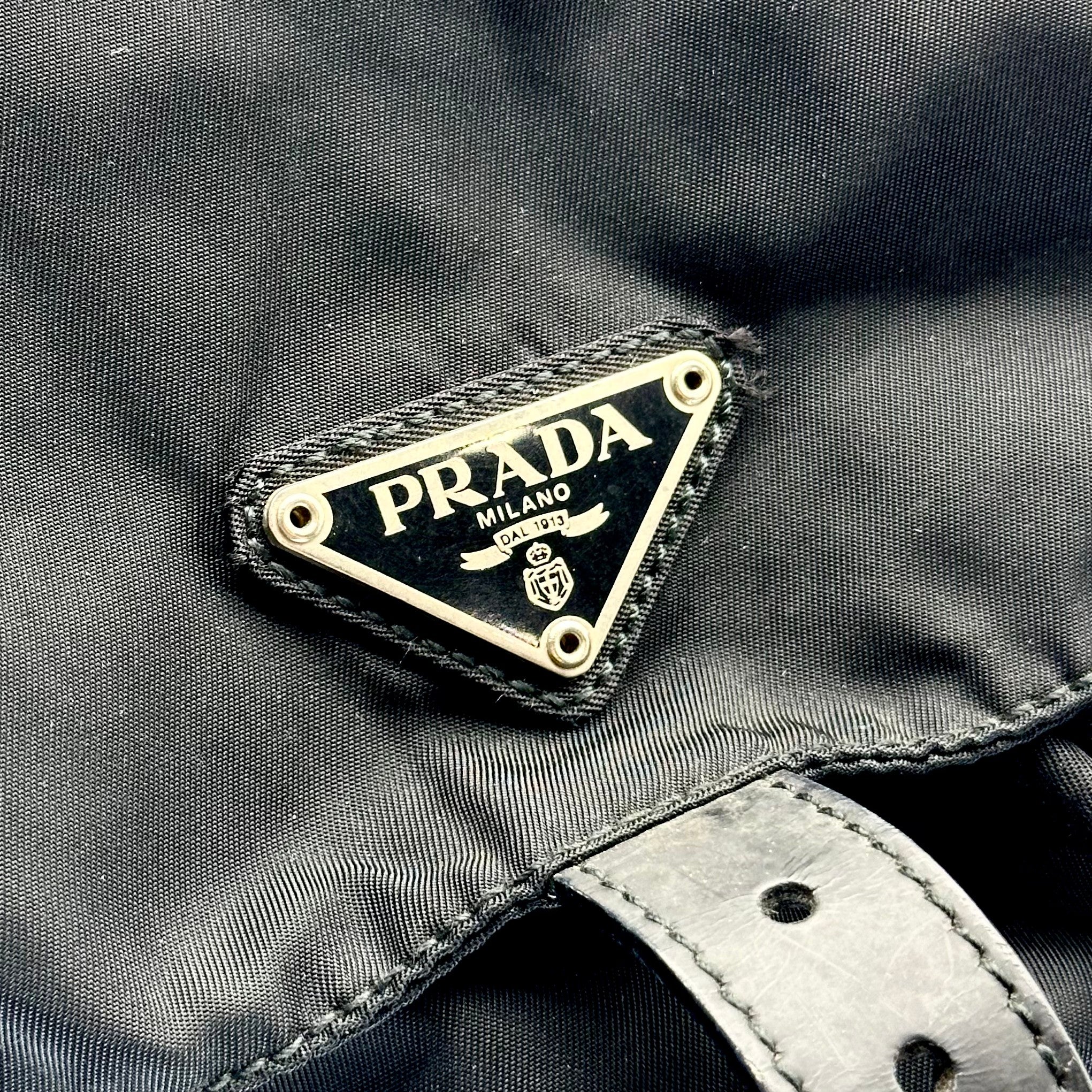 Prada Black Tessuto Nylon Vintage Drawstring Backpack