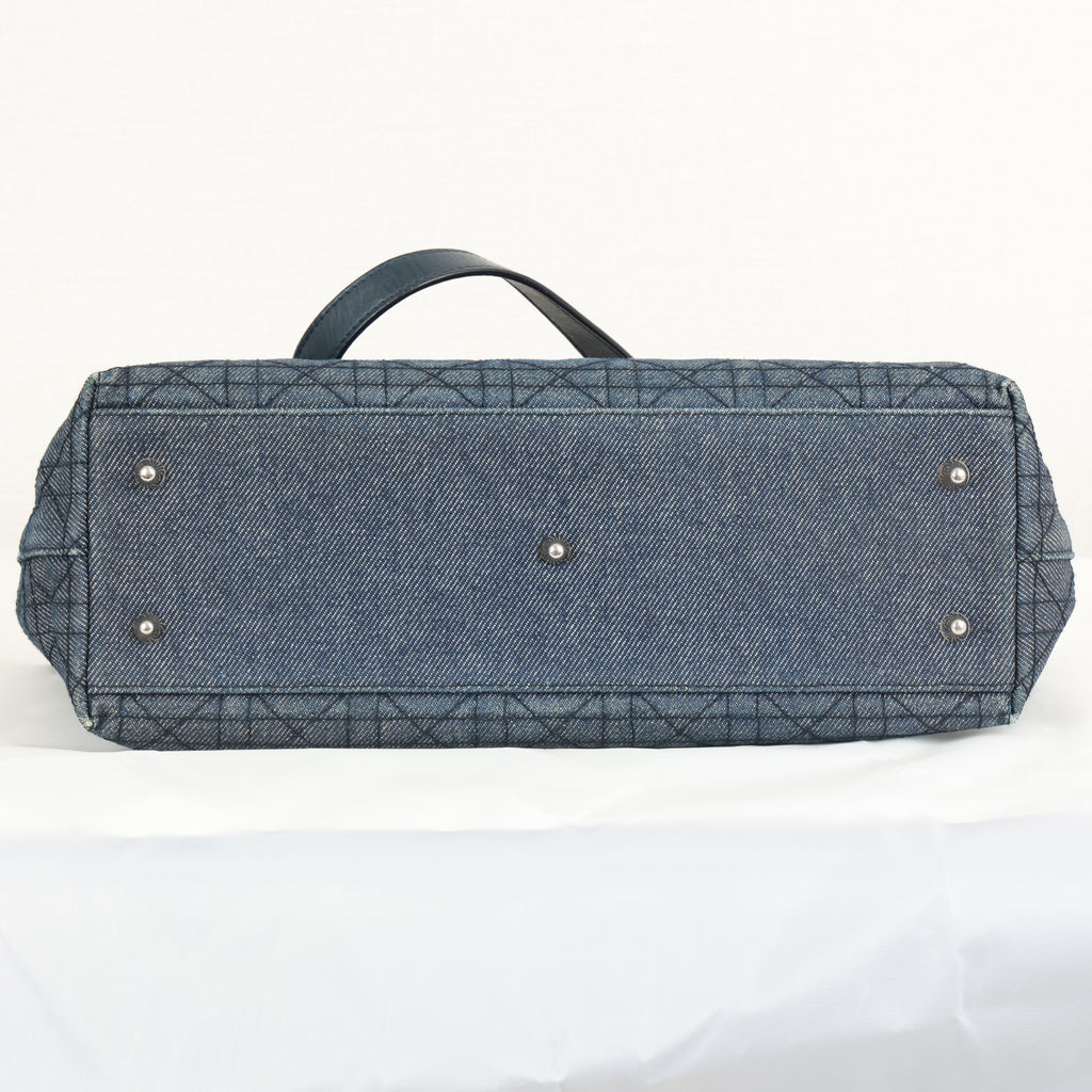 Christian Dior Denim Cannage Tote Bag Shoulder Bag