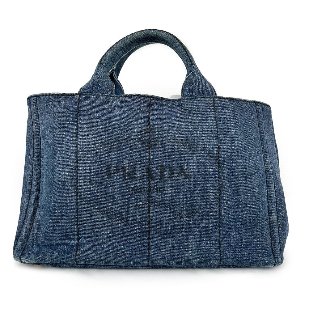 Prada Classic Denim Beach Tote Bag Large Capacity Handbag