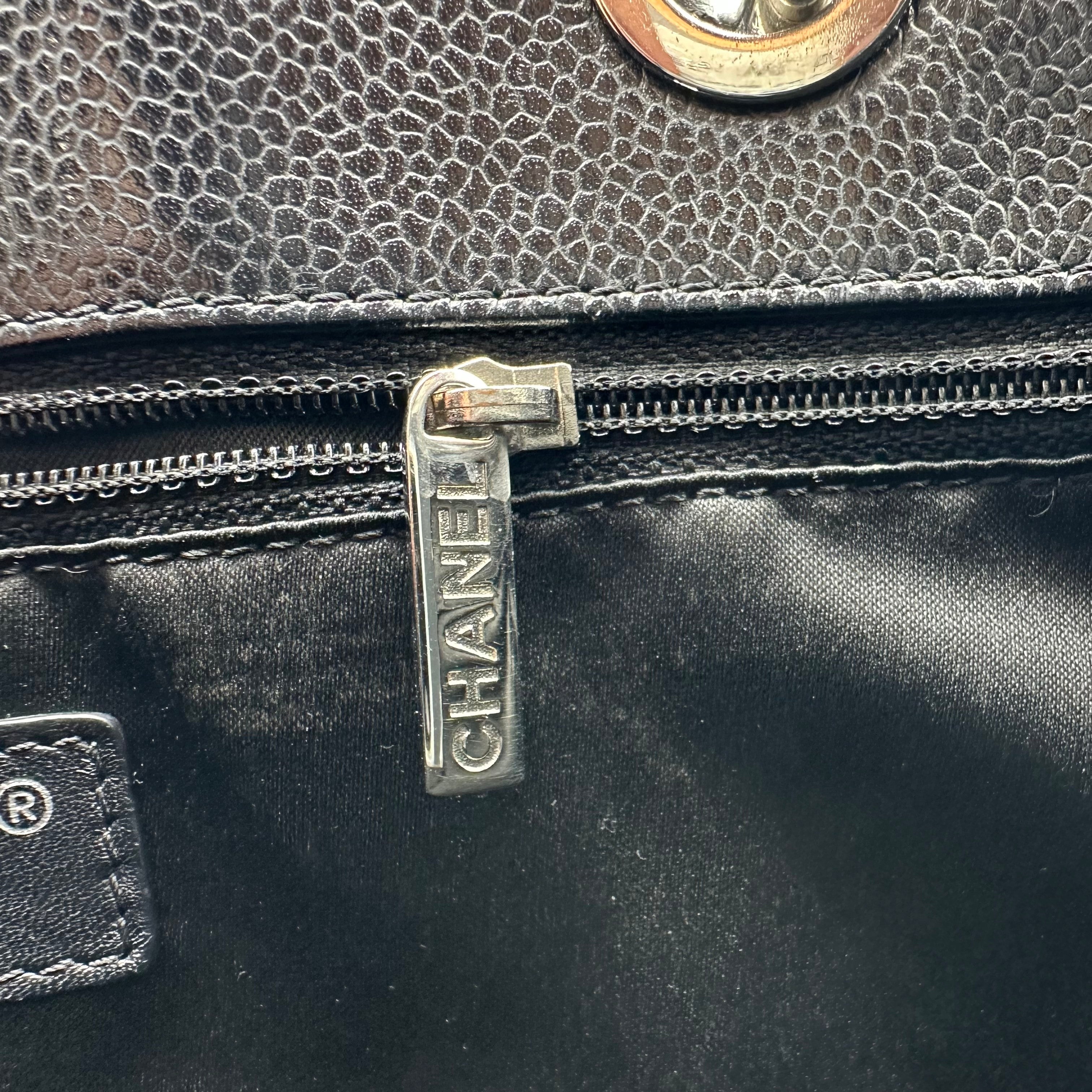 Chanel GST Caviar Leather Chain Tote Bag Black Gold Hardware 16 Series