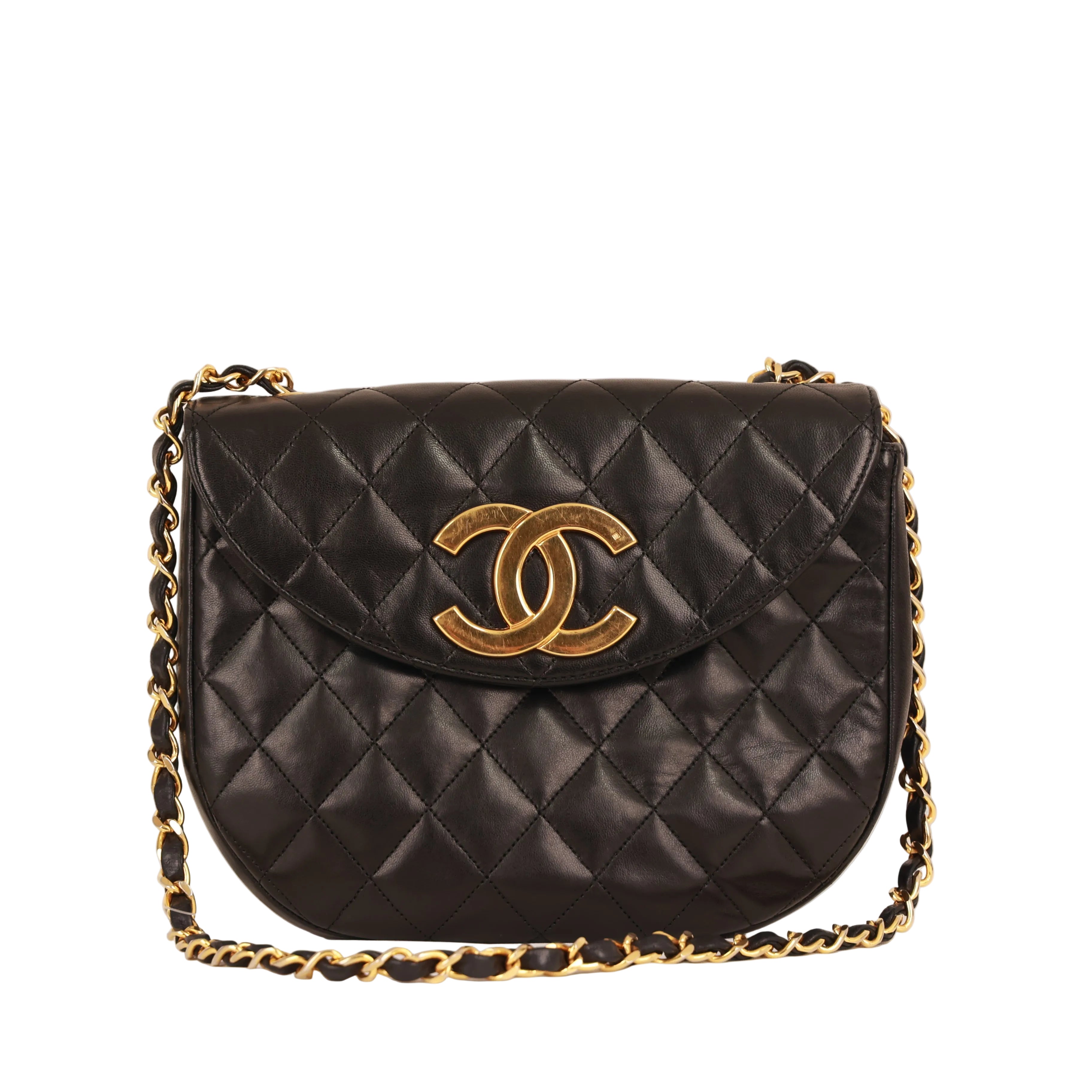 CHANEL Matelassé Coco Mark Push-Lock Lambskin Chain Bag