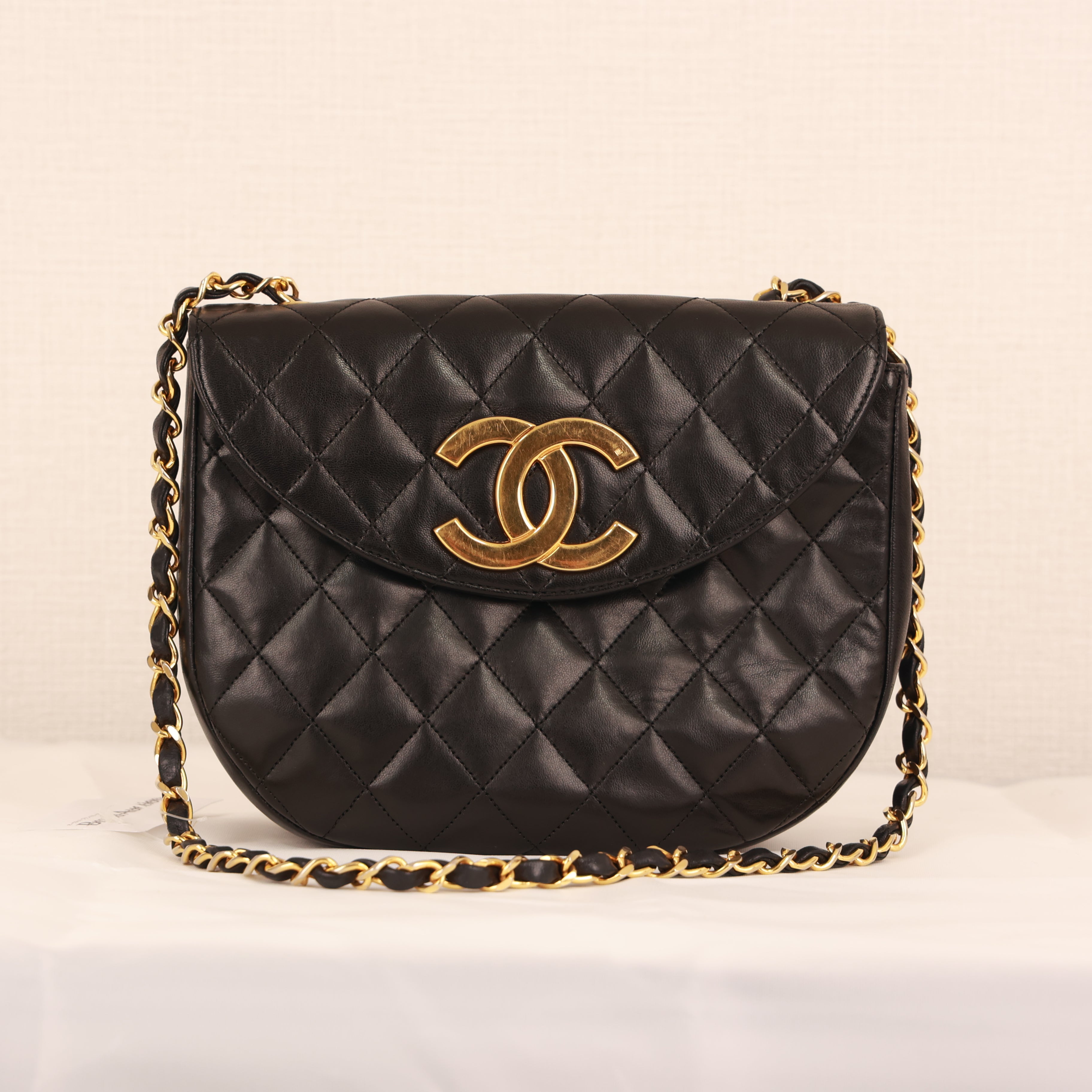 CHANEL Matelassé Coco Mark Push-Lock Lambskin Chain Bag production year1986-1988
