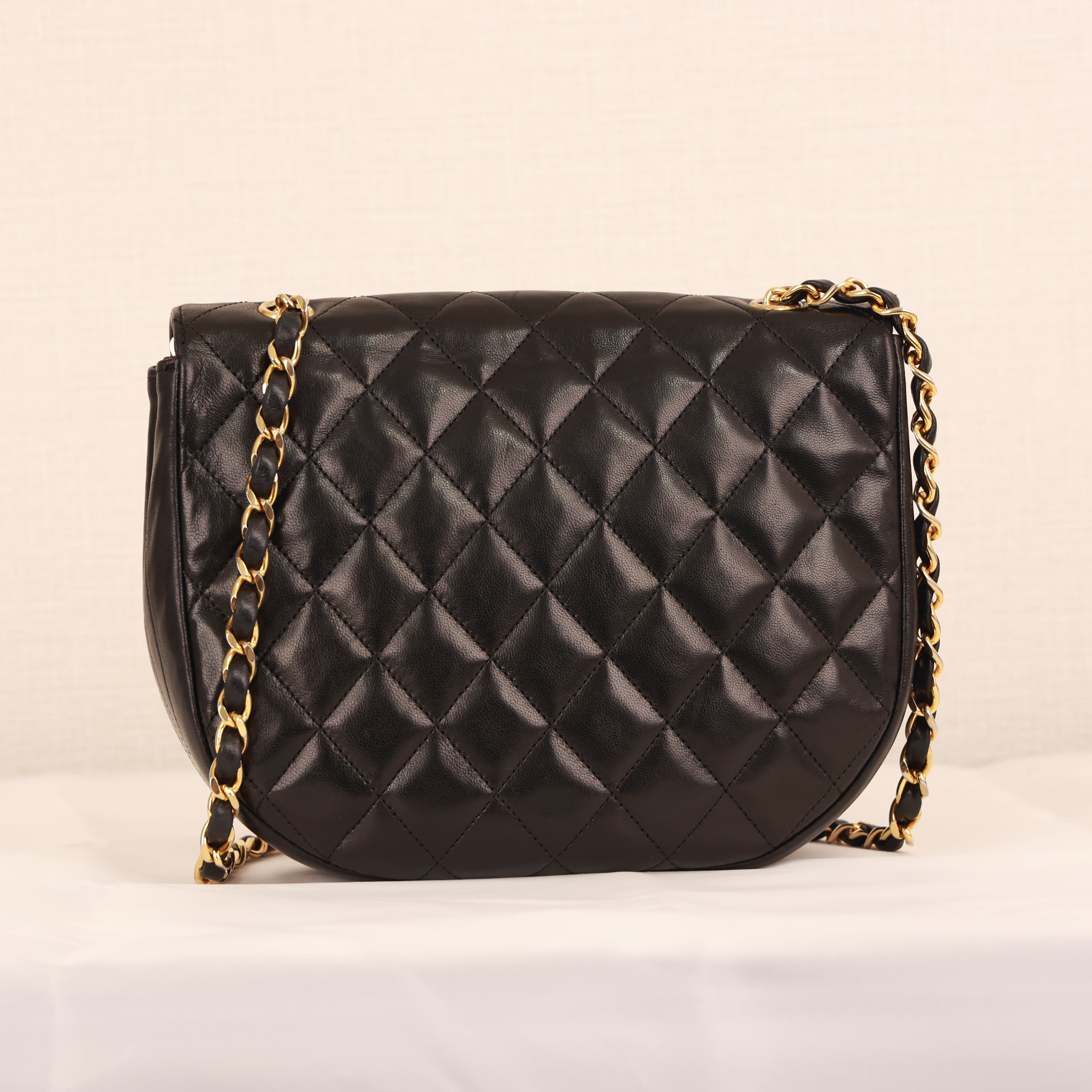 CHANEL Matelassé Coco Mark Push-Lock Lambskin Chain Bag production year1986-1988