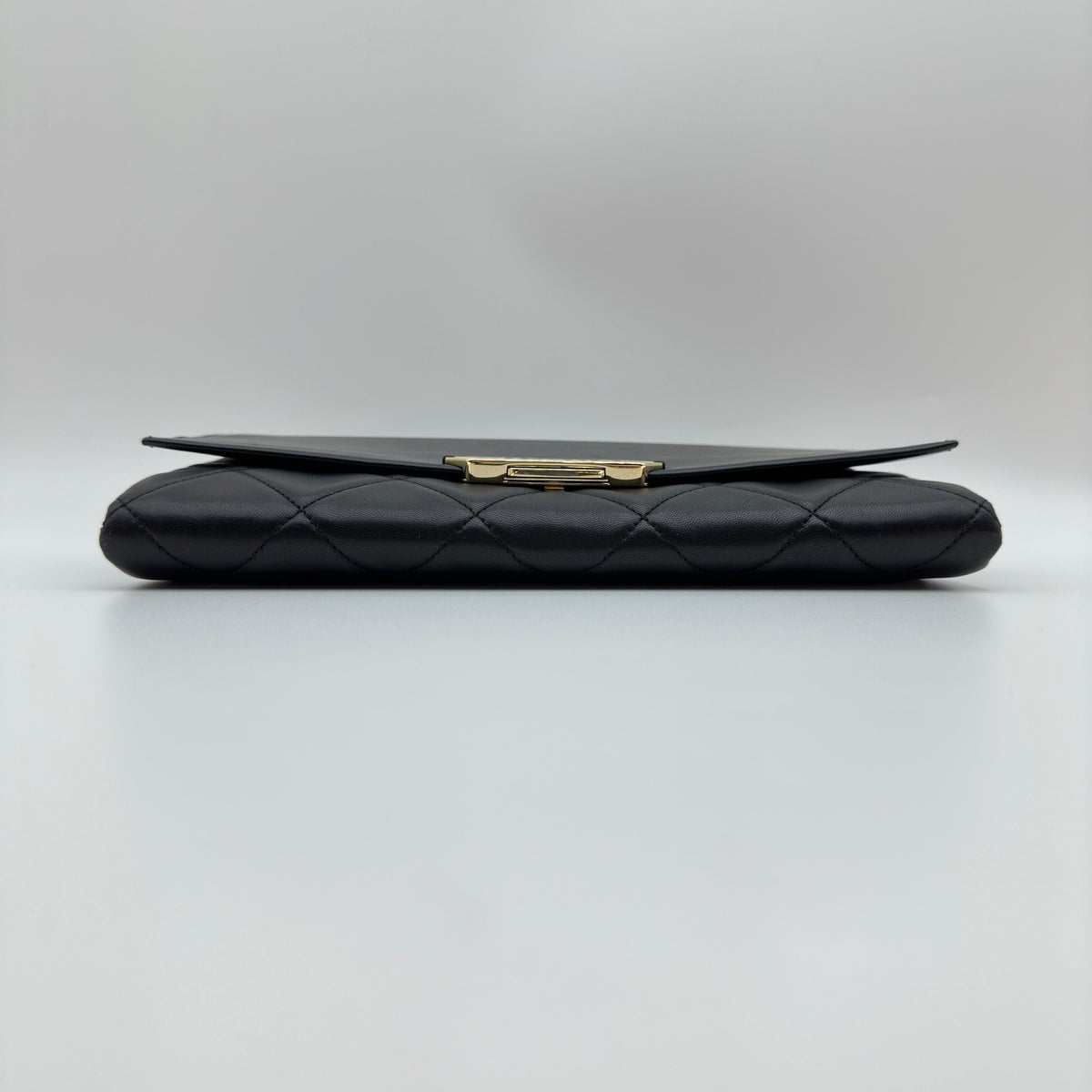 Chanel Matelasse Leather Logo Plate Black Crossbody Bag