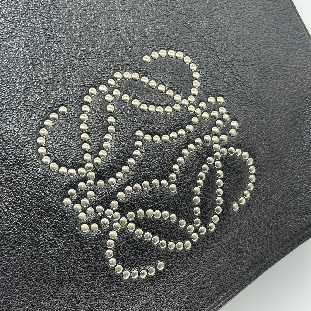 Loewe Anagram Studded Leather Shoulder Bag Black