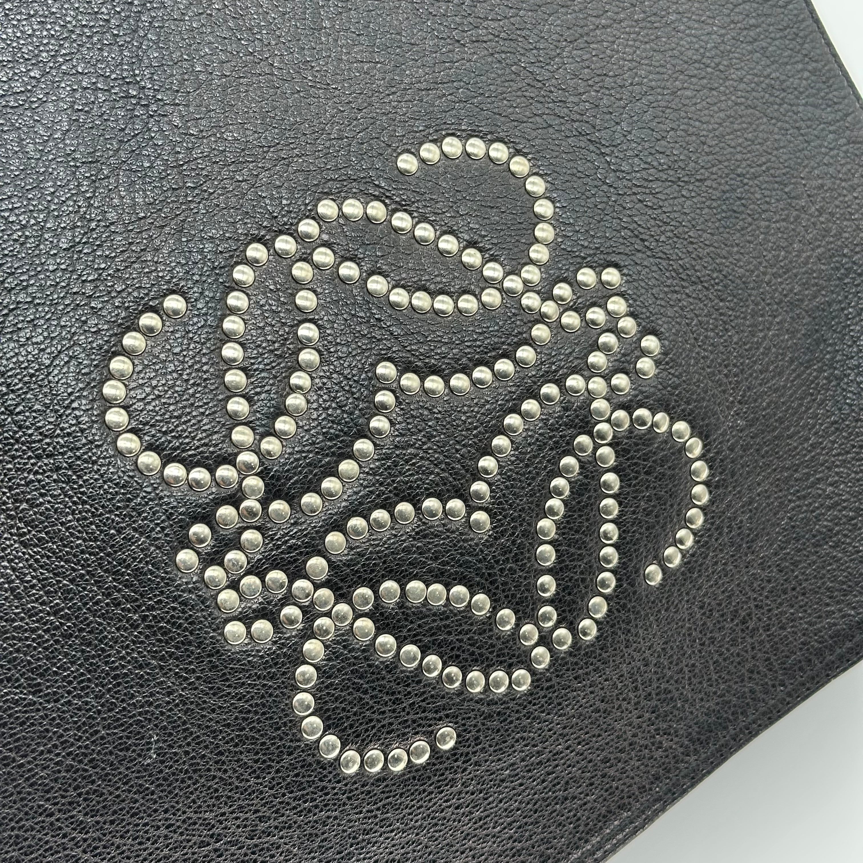 Loewe Anagram Studded Leather Shoulder Bag Black