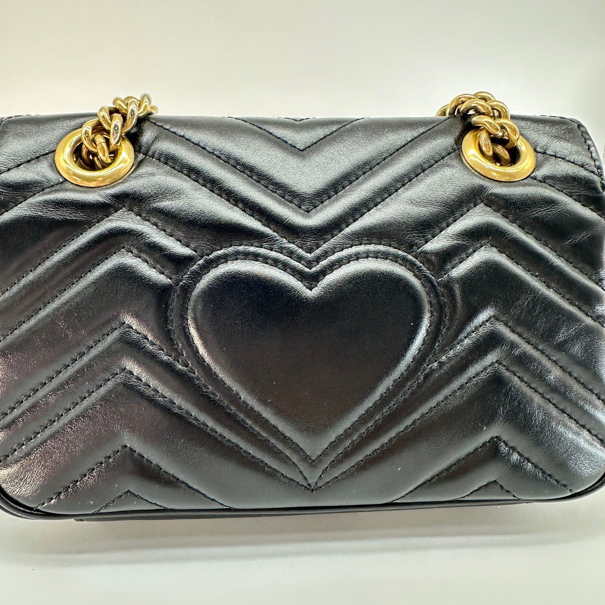 Gucci Matelassé Leather GG Marmont Black Chain Shoulder Bag