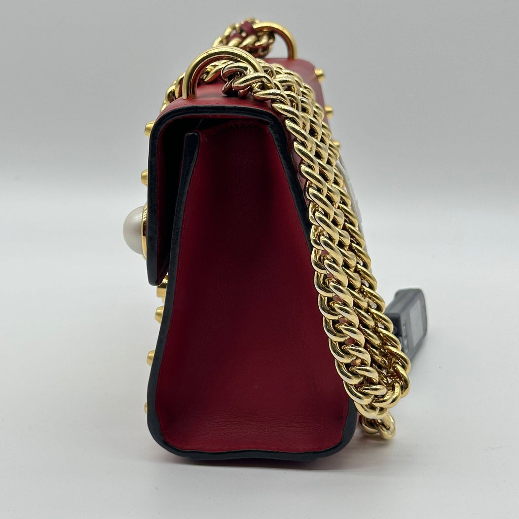 Gucci Padlock Pearl Embellished Chain Shoulder Crossbody 2Way
