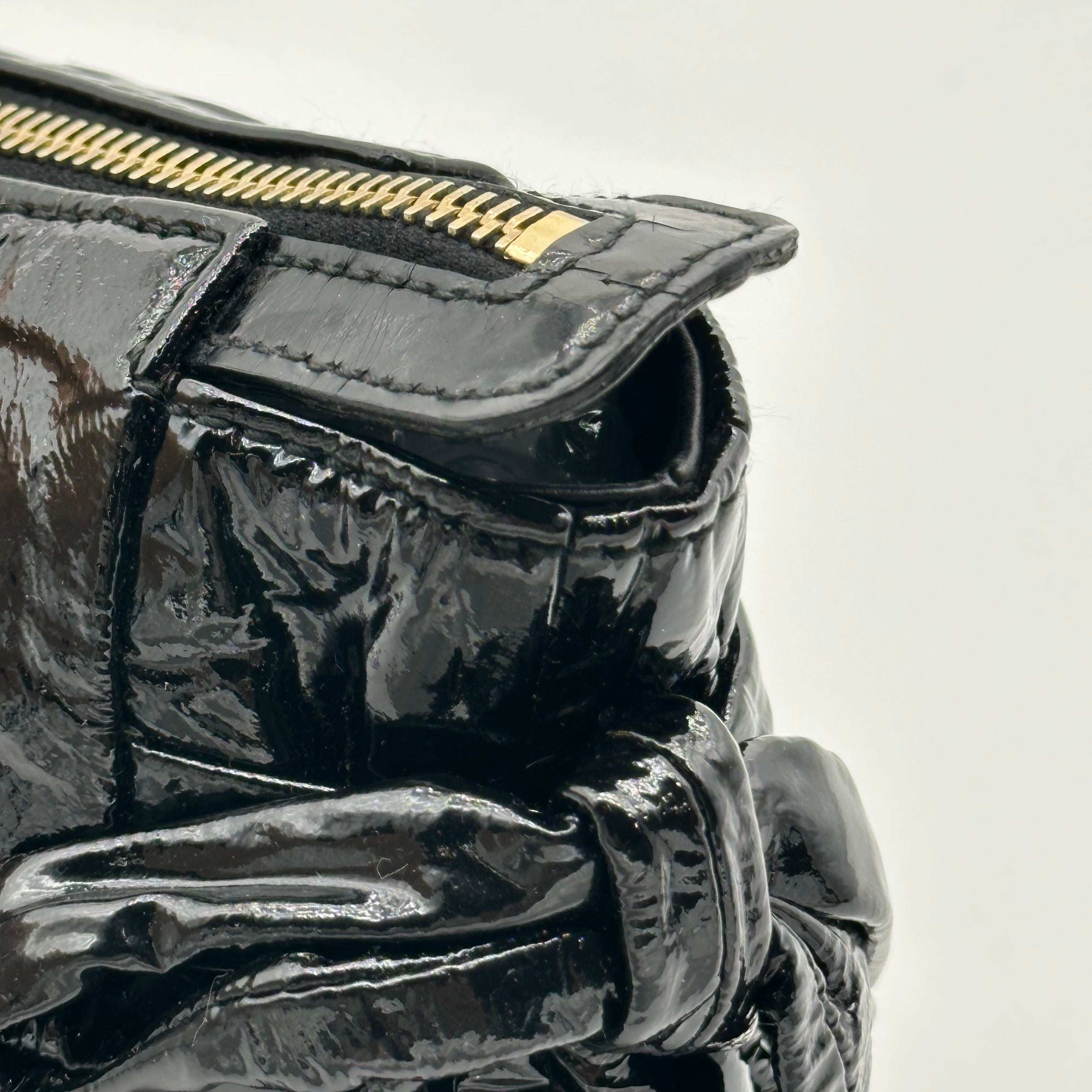 Gucci Black Patent Leather Hysteria Clutch