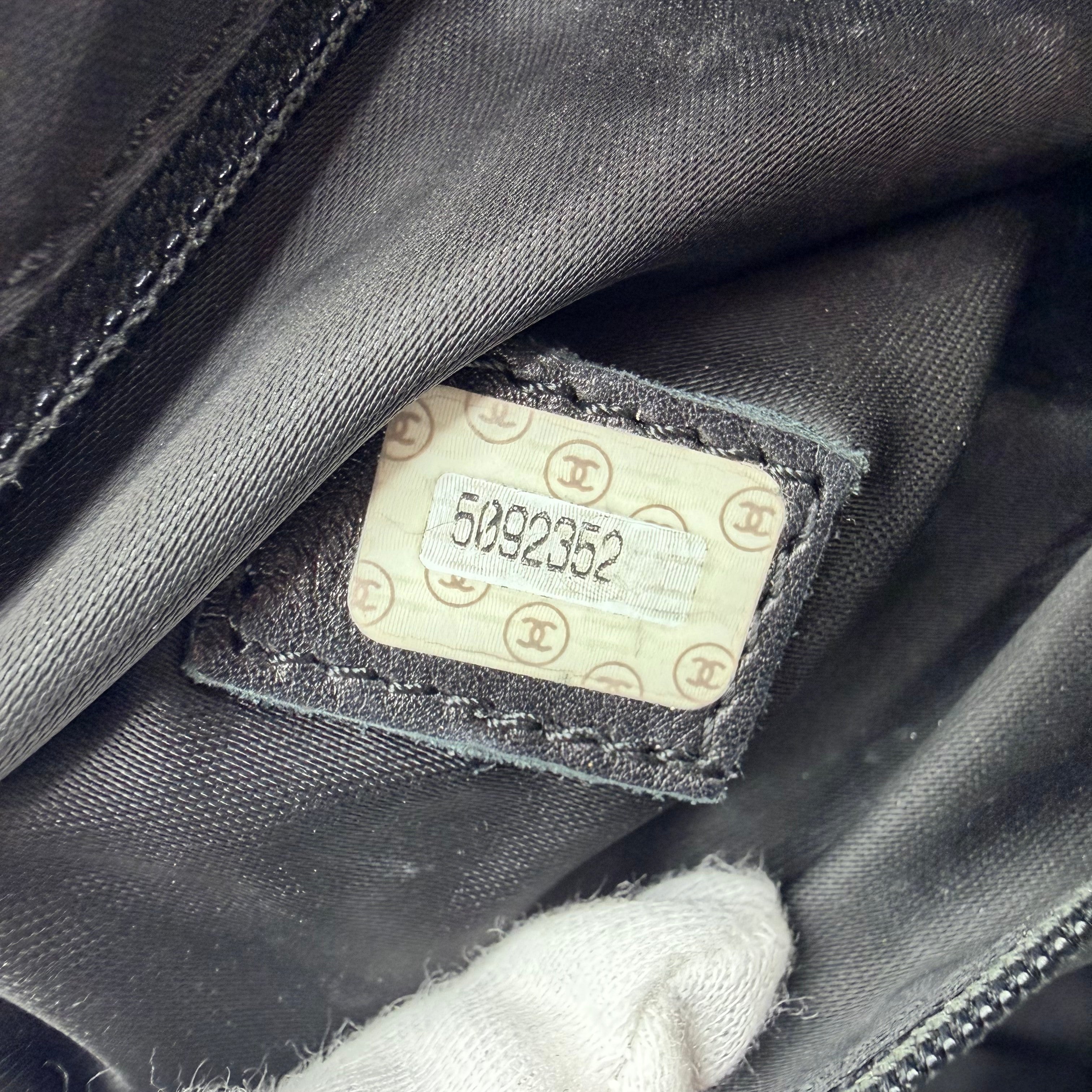 Chanel black caviar leather tote bag