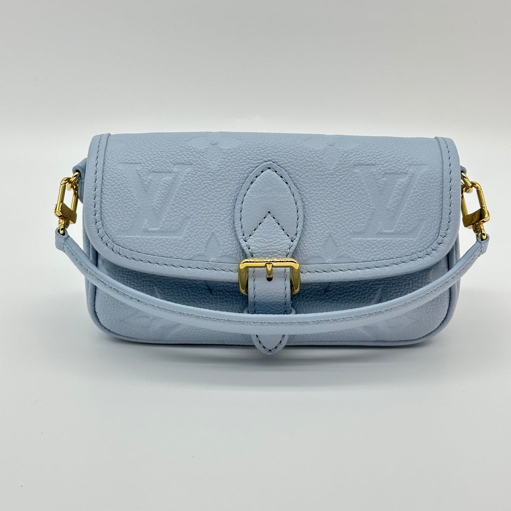 Louis Vuitton Nano Diane Monogram Empreinte Leather Crossbody Bag Blue M83592 RFID