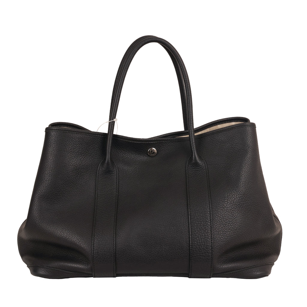 Hermes Garden Party 36 PM Black Canvas Tote Bag □O Stamp Restored Color Touch Up
