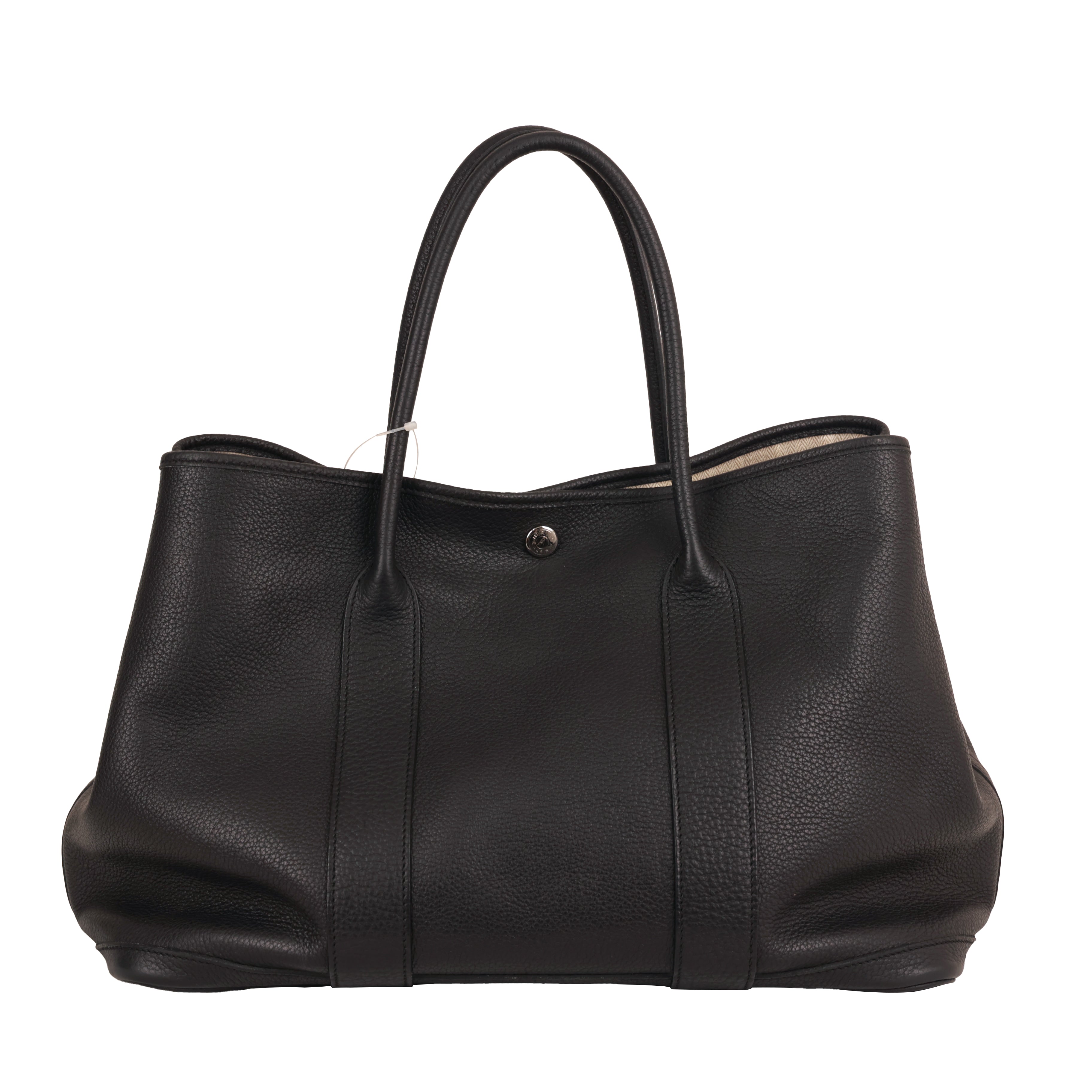 Hermes Garden Party 36 PM Black Canvas Tote Bag □O Stamp Restored Color Touch Up