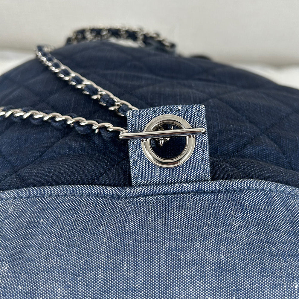 Chanel Blue Quilted Denim Medallion Backpack 2-Way 19 Series