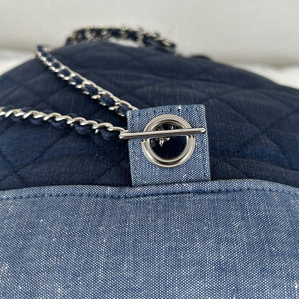 Chanel Blue Quilted Denim Medallion Backpack 2-Way 19 Series