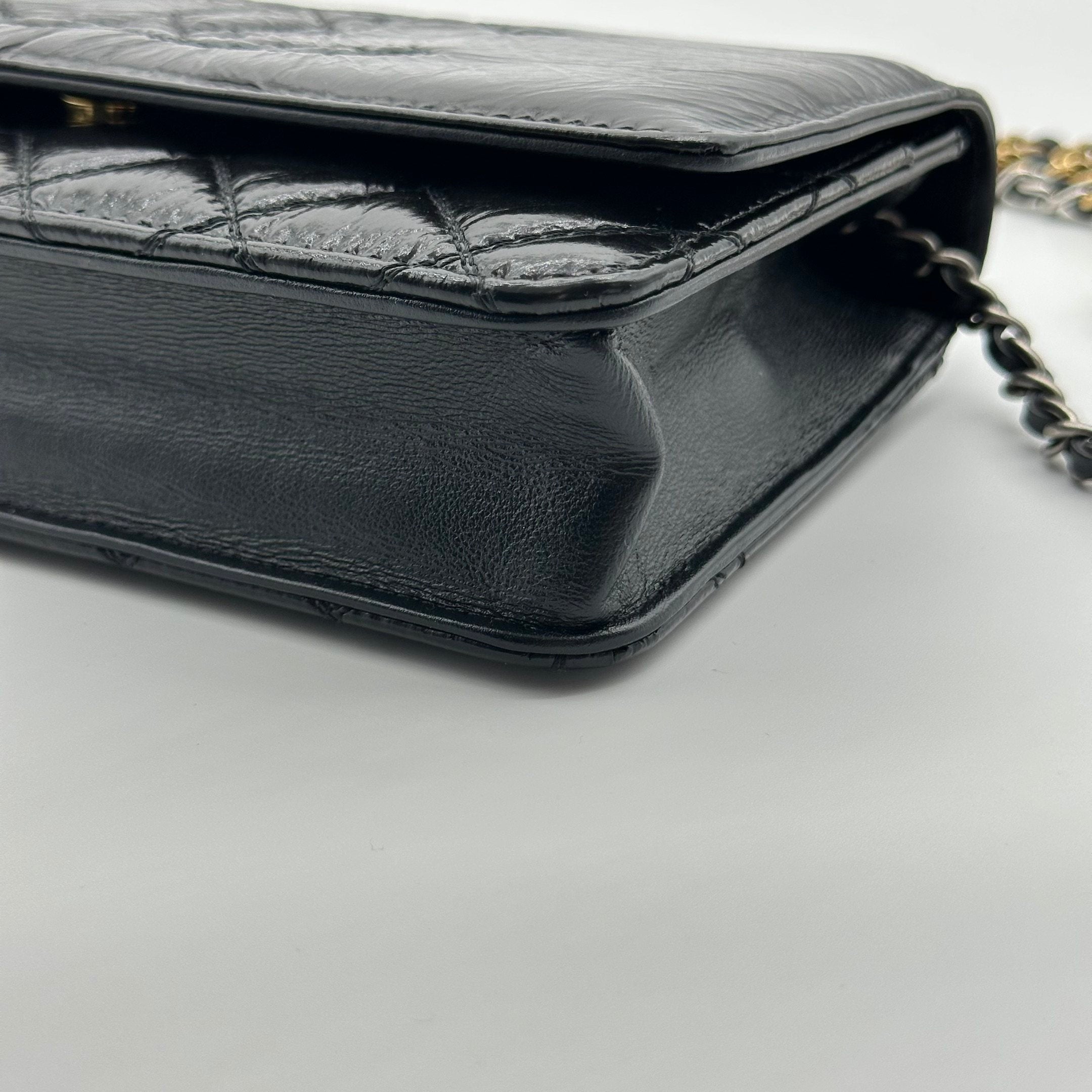 Chanel  CC WOC Patent leather Wallet On Chain Crossbody Bag Black