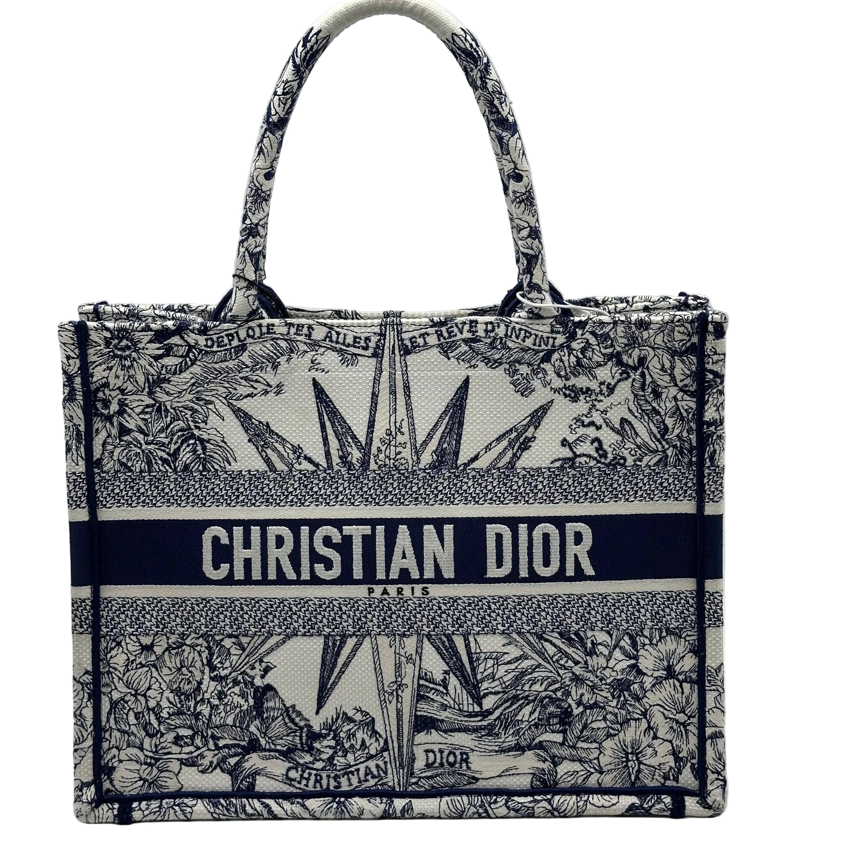 Christian Dior Bicolor Reve d'Infini Embroidery Book Tote Medium Bag