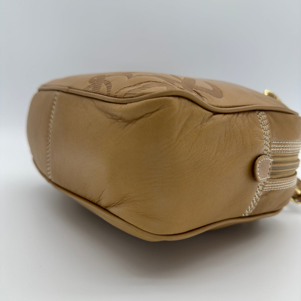 Loewe Anagram Lambskin Beige Chain Shoulder Bag