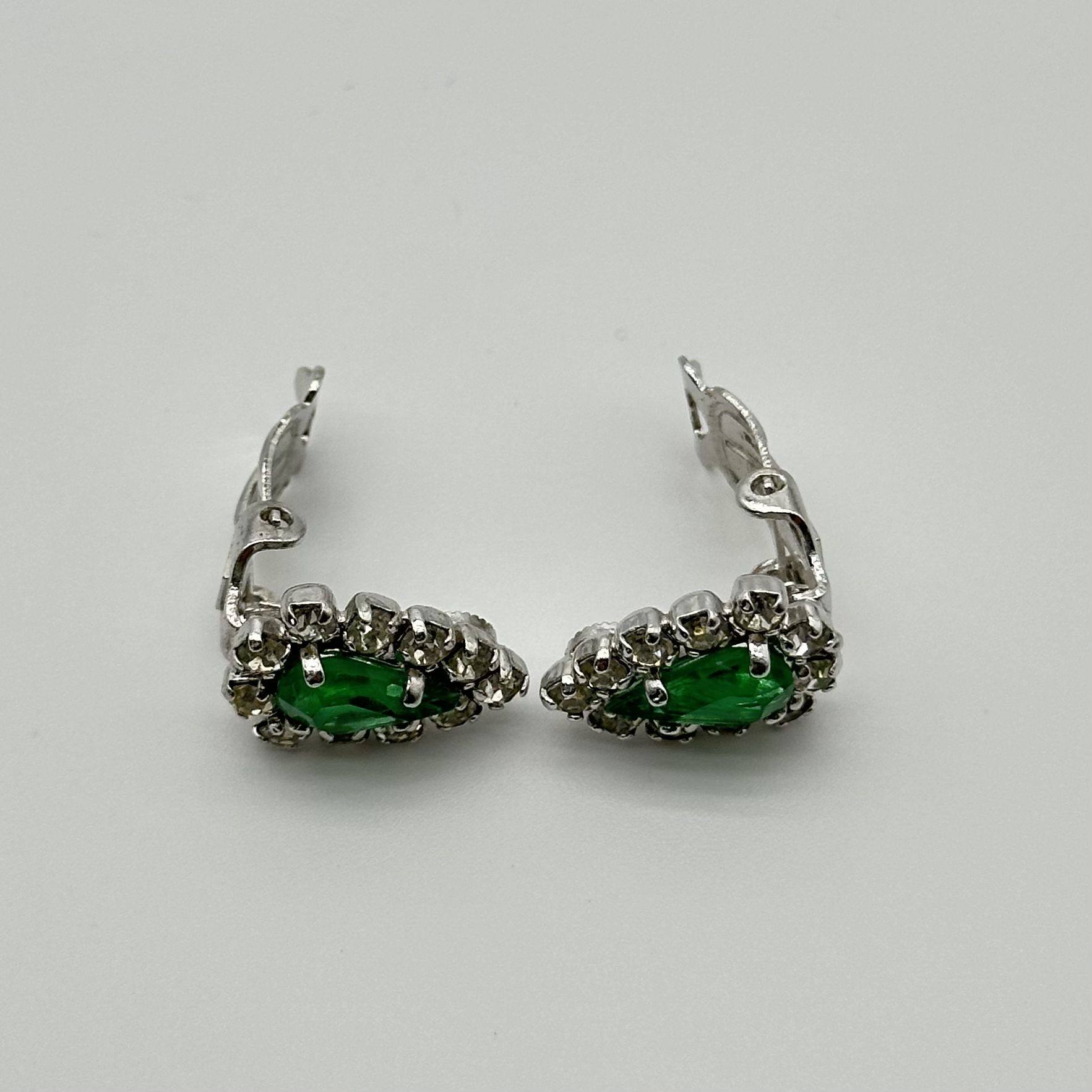 Christian Dior Emerald Green Clip-On Earrings Vintage