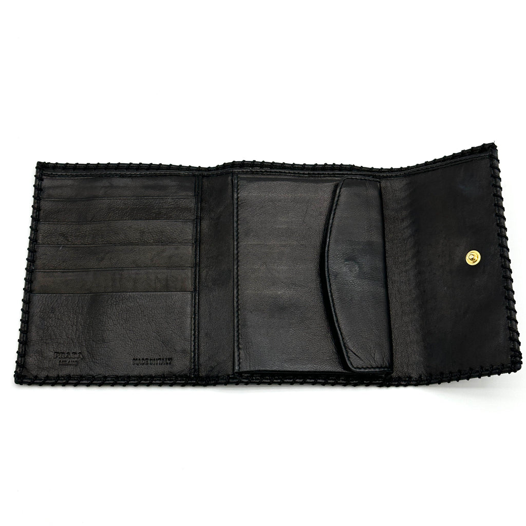 Prada Leather Black Trifold Wallet