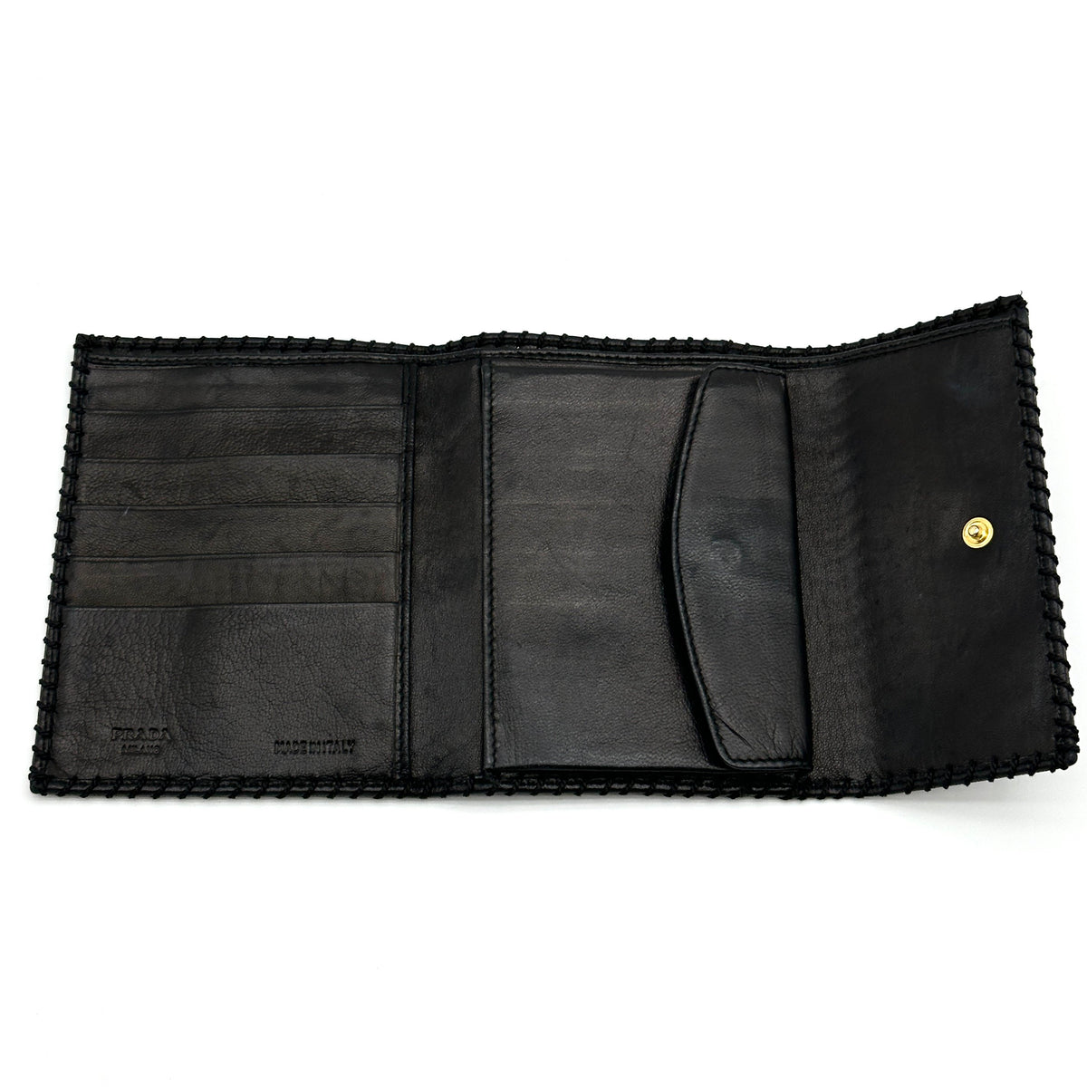 Prada Leather Black Trifold Wallet