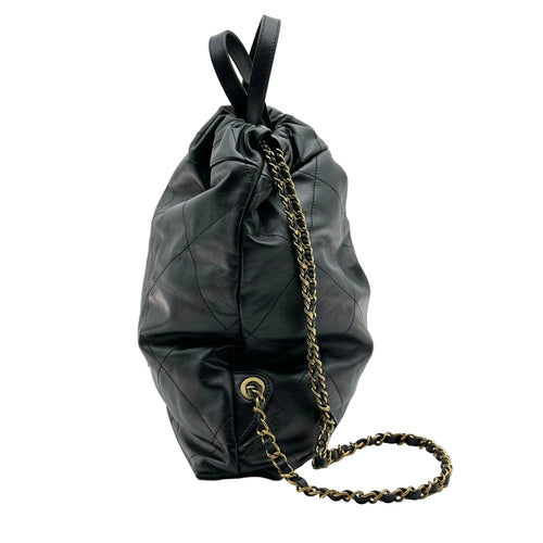 CHANEL 22 Backpack Black Calfskin Gold Hardware small