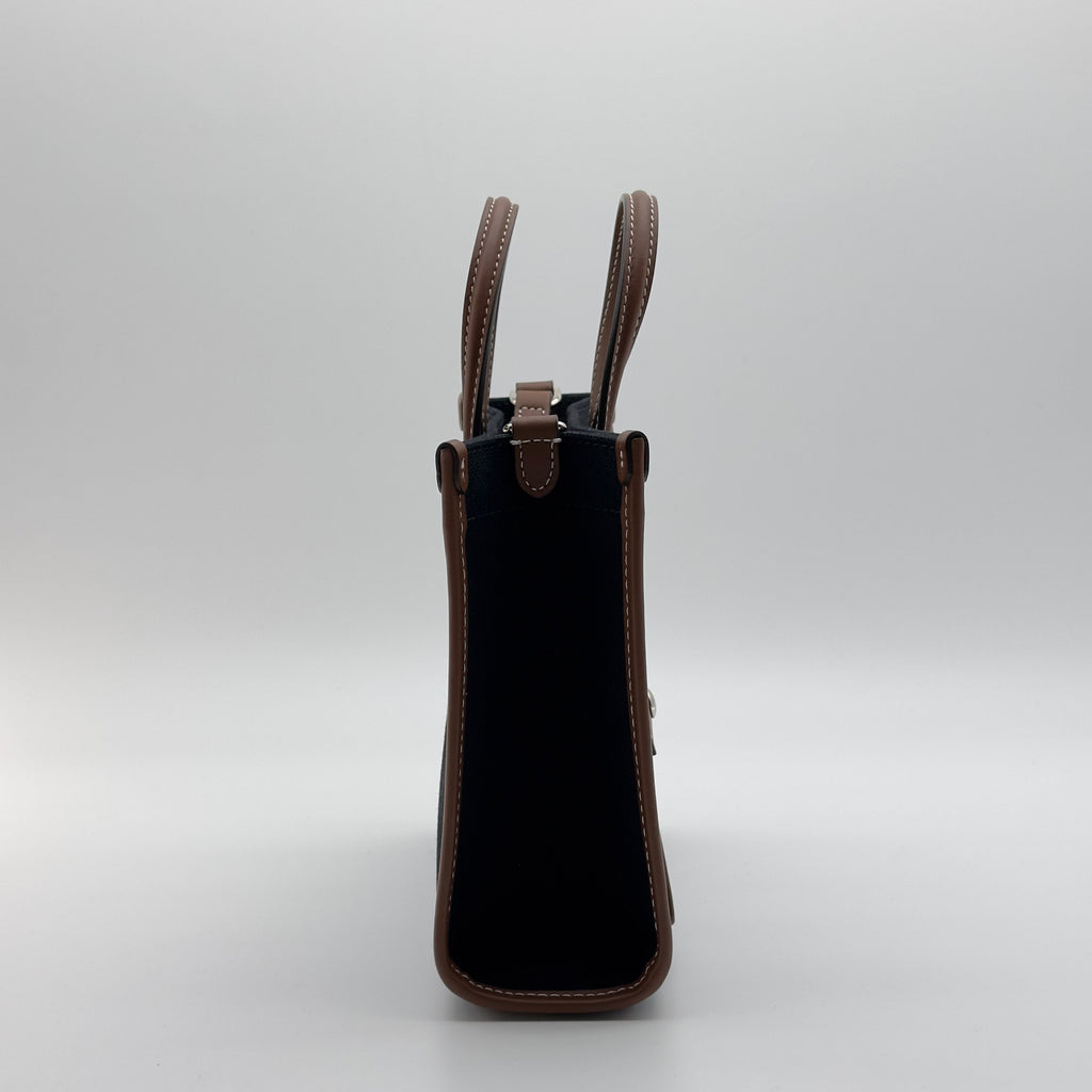 Burberry Canvas & Leather Freya Mini Black/Brown Crossbody Bag