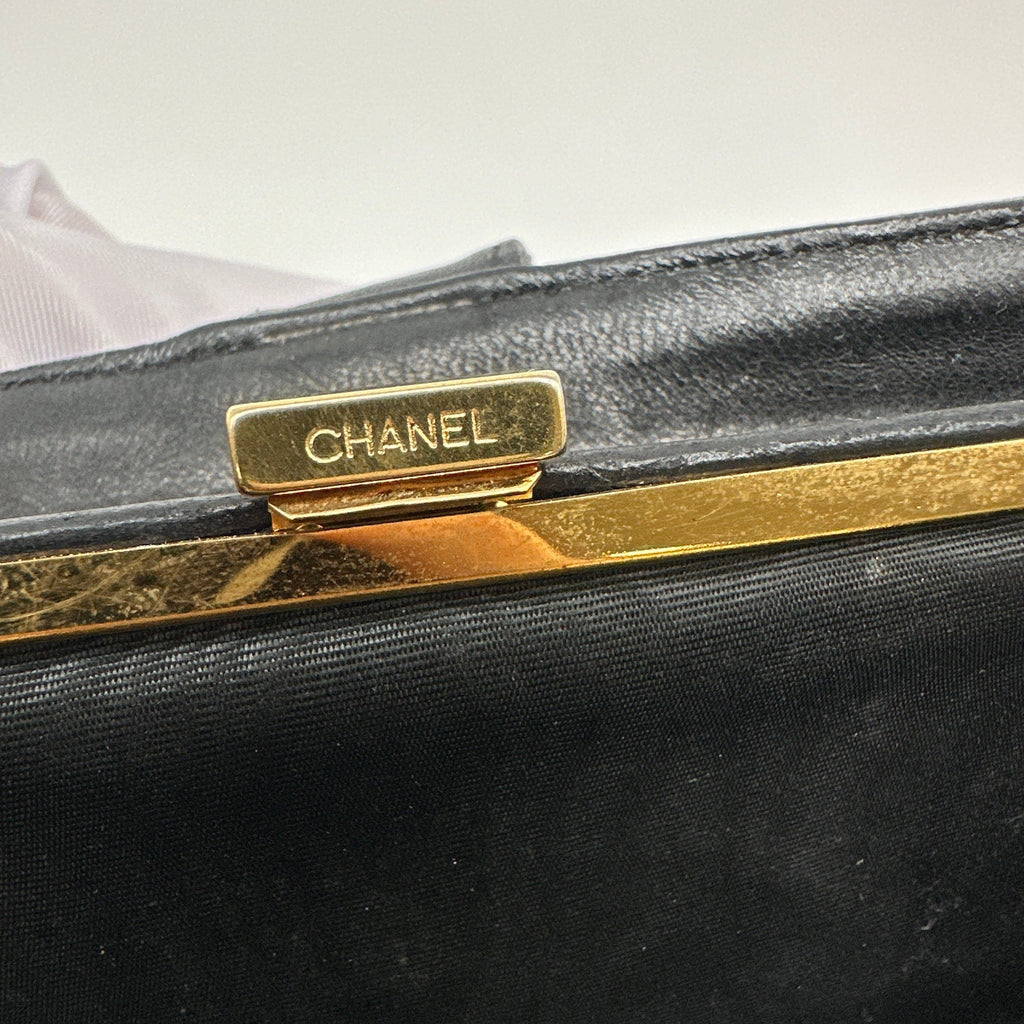 Chanel Leather CC Logo Black Bifold Long Wallet
