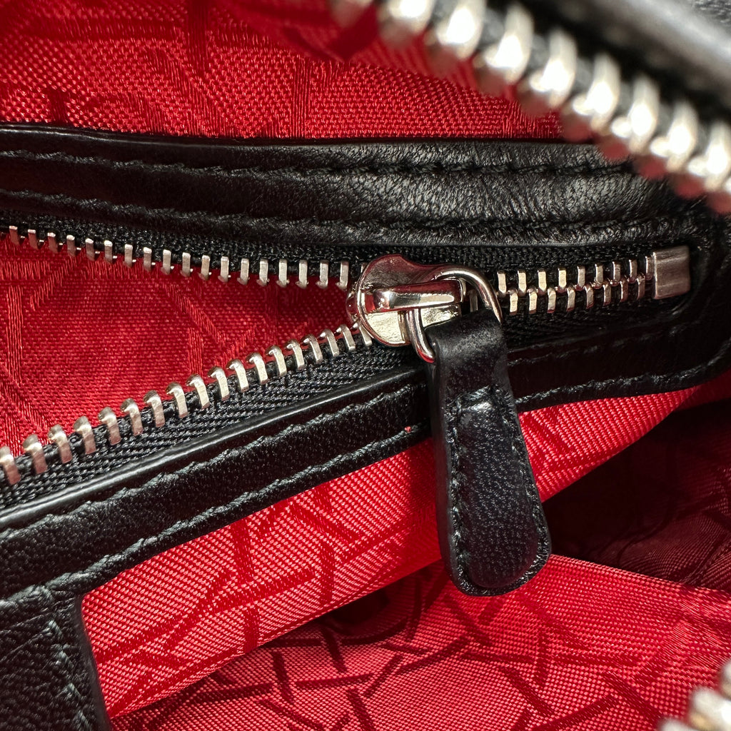 christian dior cannage lady dior leather 2 way handbag black