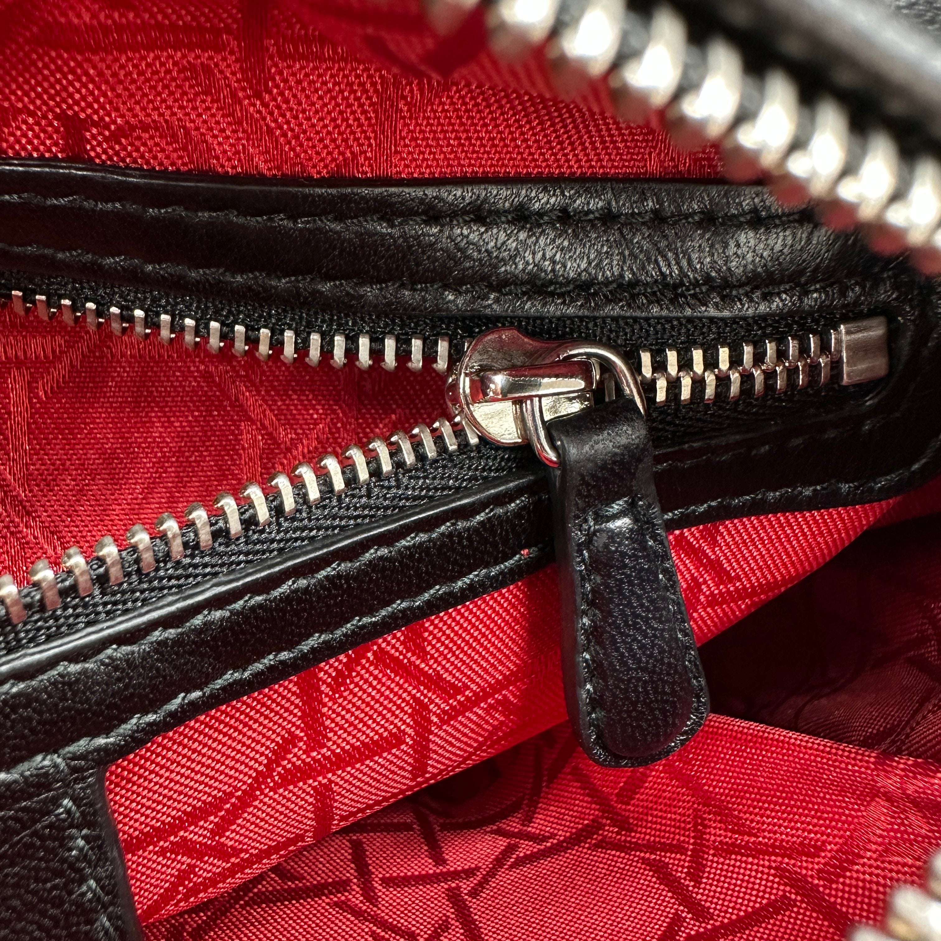 christian dior cannage lady dior leather 2 way handbag black