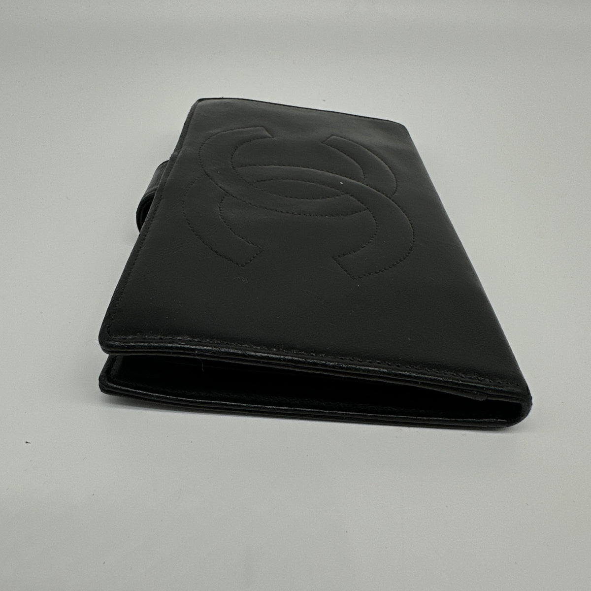 Chanel Leather CC Logo Black Bifold Long Wallet