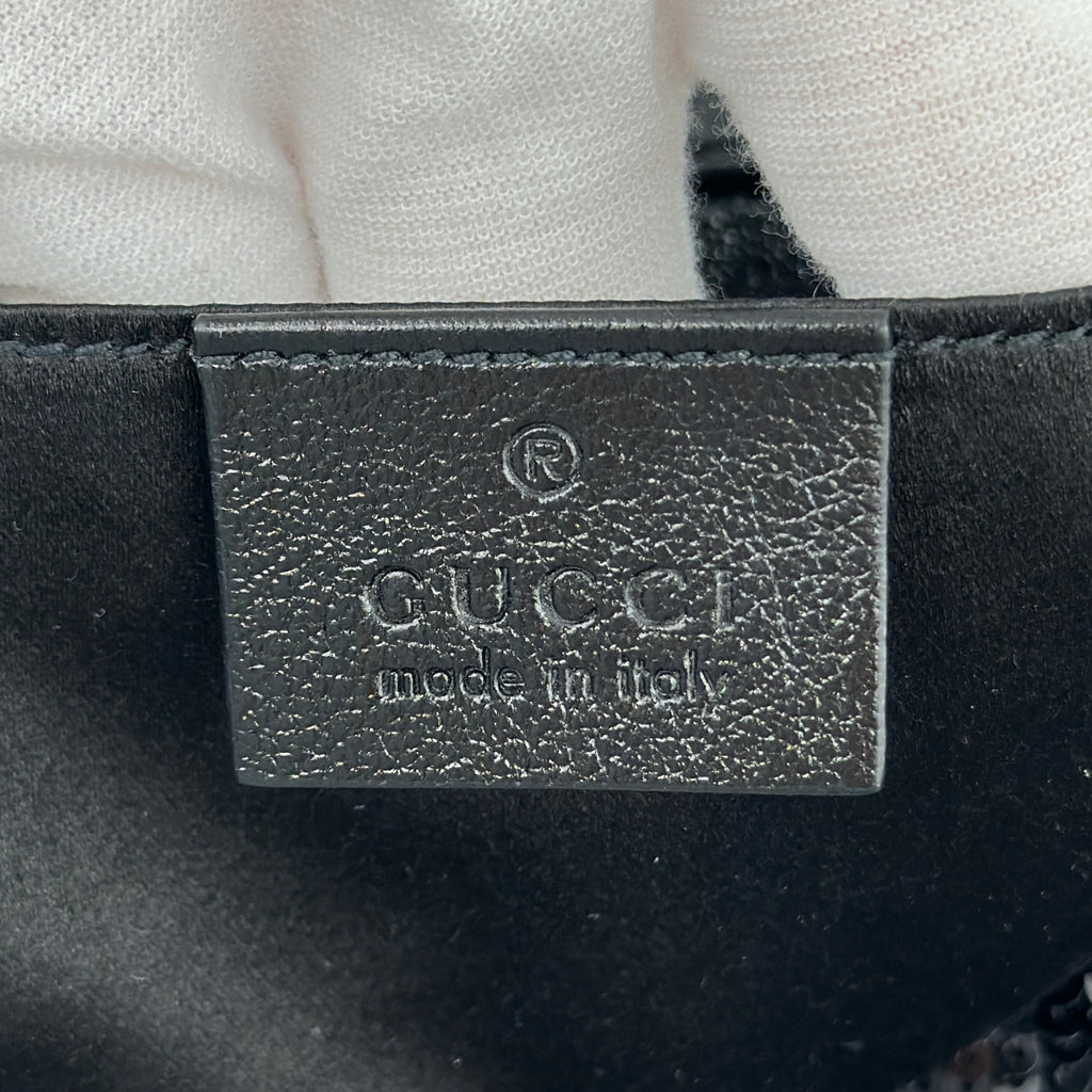 Gucci GG Marmont Sequins x leather Chain Shoulder Bag Black