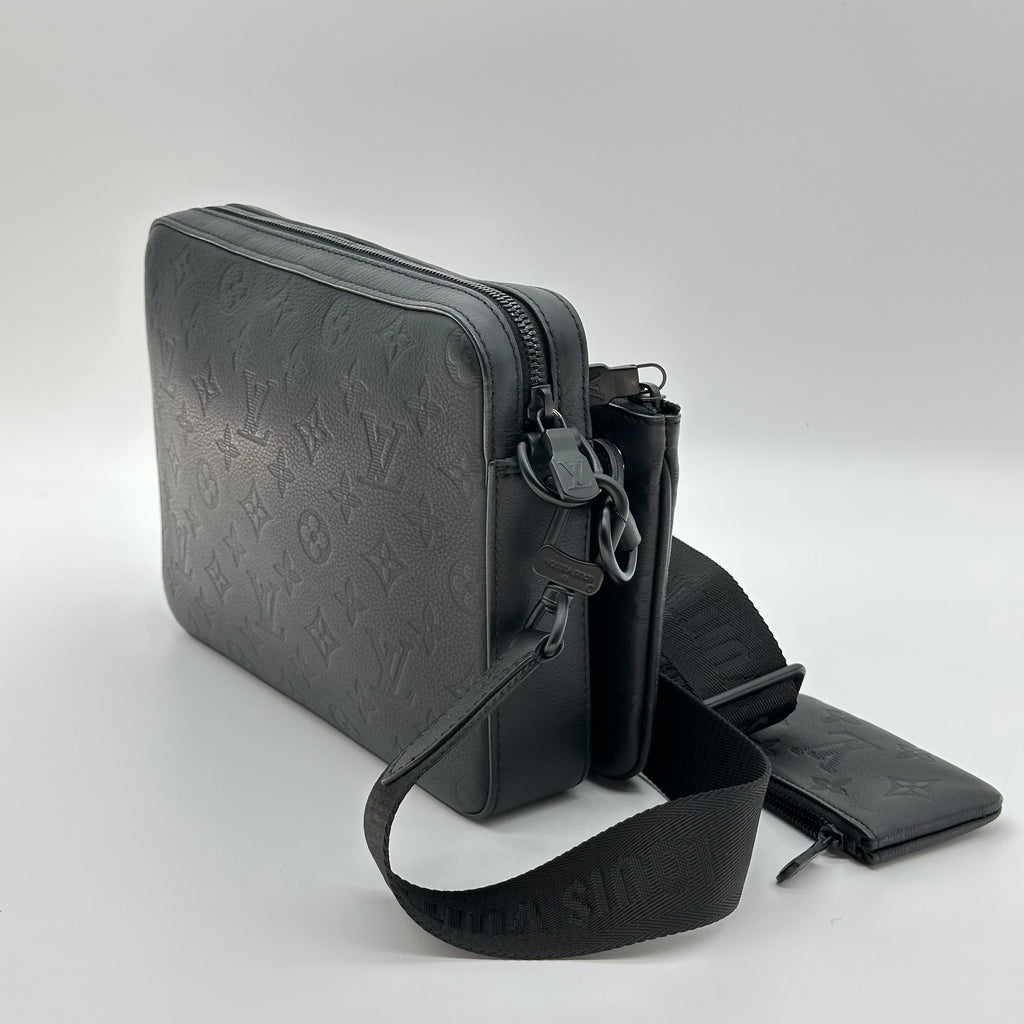 Louis Vuitton Monogram Shadow Trio Messenger M46602 Black with RFID