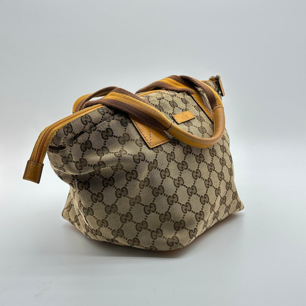 gucci canvas tote bag yellow beige gg canvas