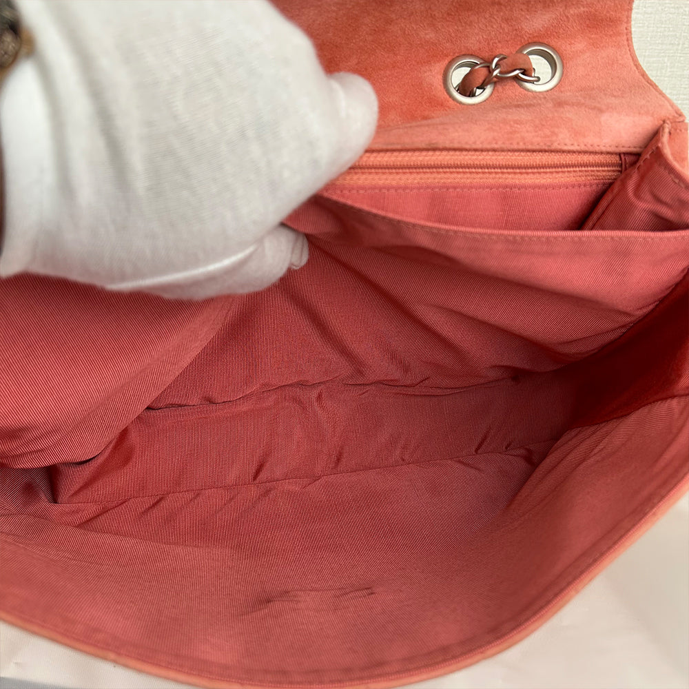 Chanel Pink Choco Bar Reissue Suede Flap Bag Leather Metal