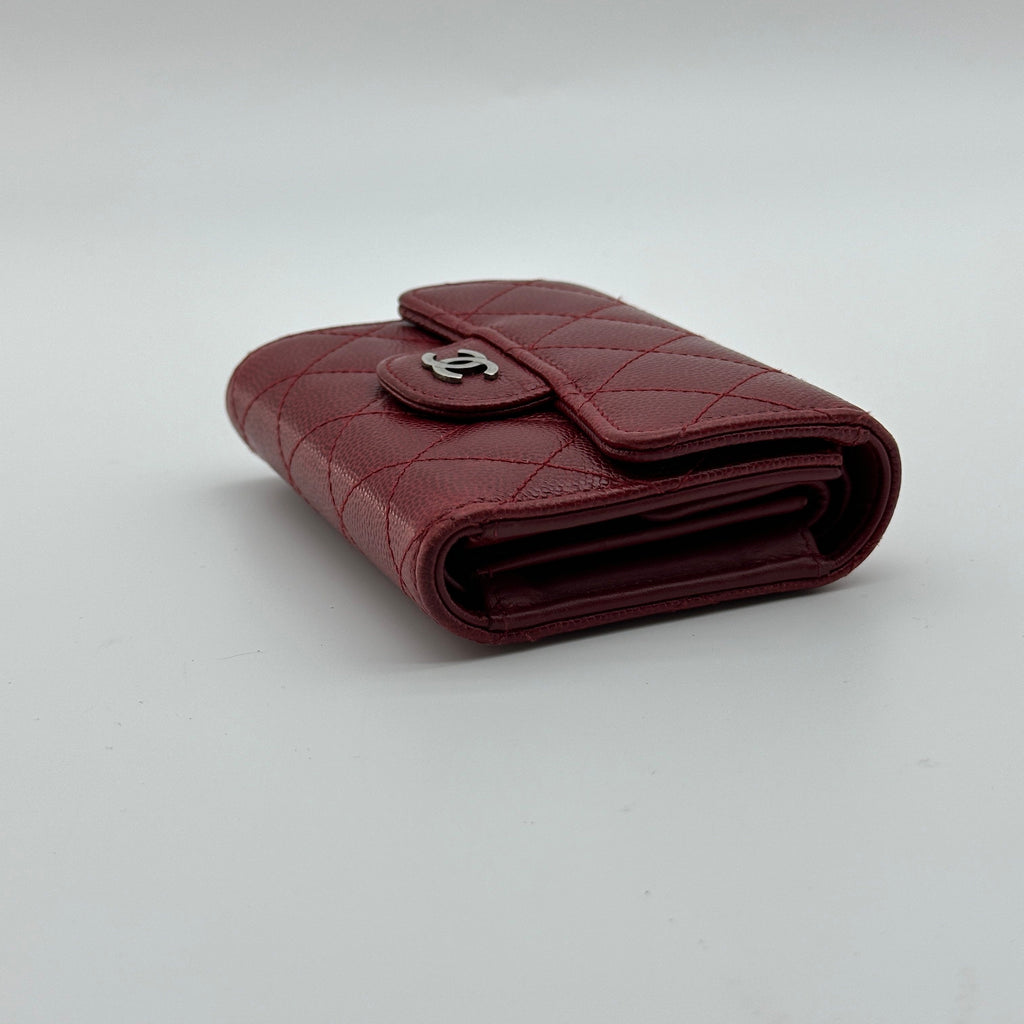 Chanel Quilted Caviar Calfskin Red Compact Wallet