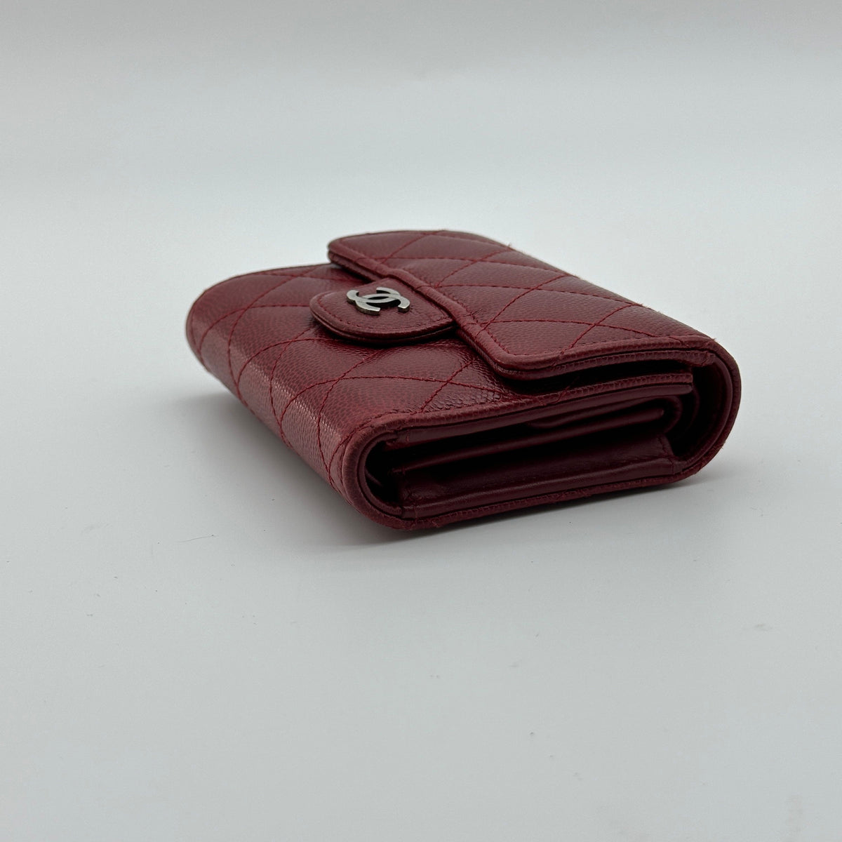 Chanel Quilted Caviar Calfskin Red Compact Wallet