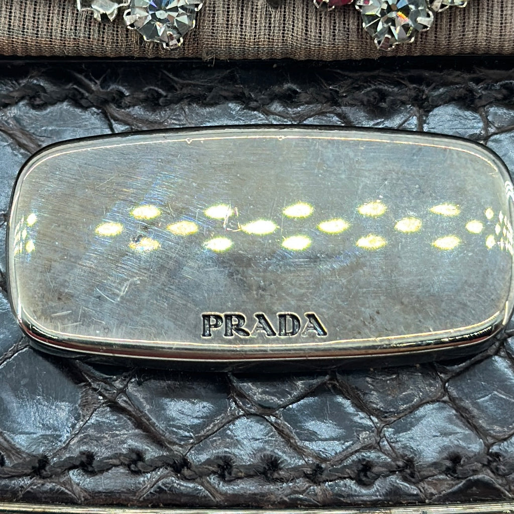 PRADA Jeweled Antic Skipper Bruciato Shoulder Bag