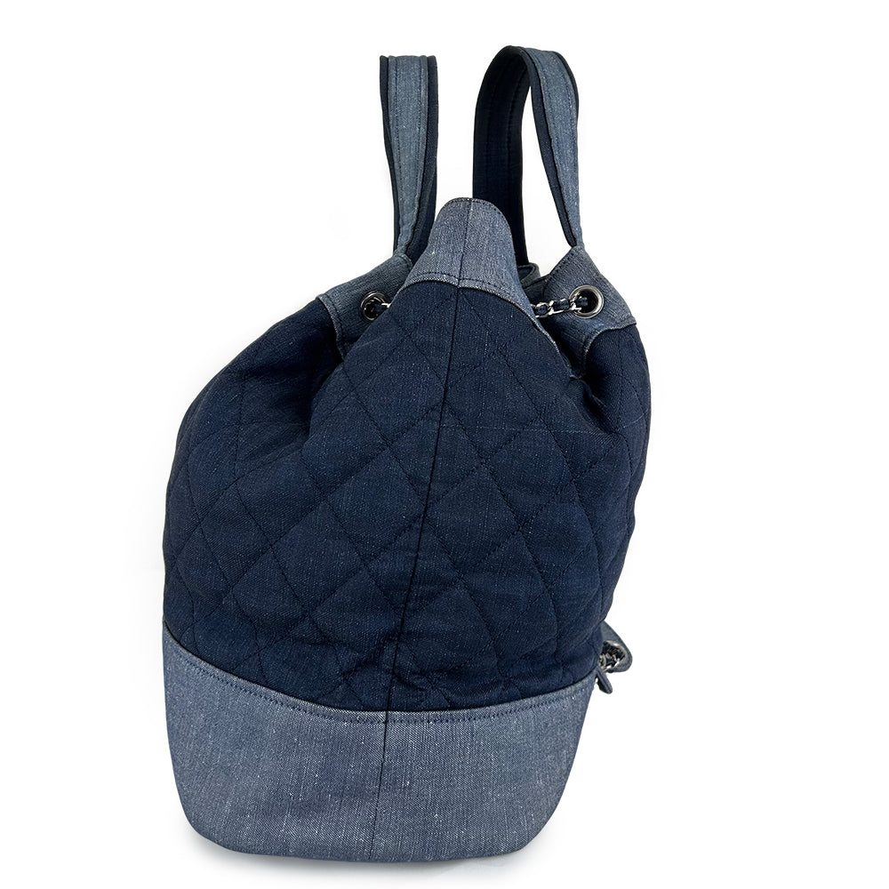 Chanel Blue Quilted Denim Medallion Backpack 2-Way 19 Series