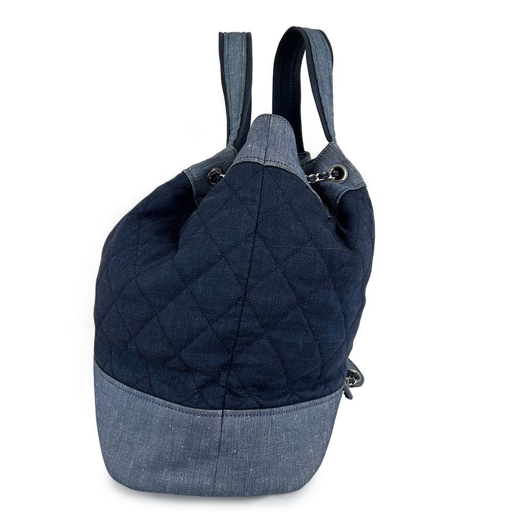 Chanel Blue Quilted Denim Medallion Backpack 2-Way 19 Series